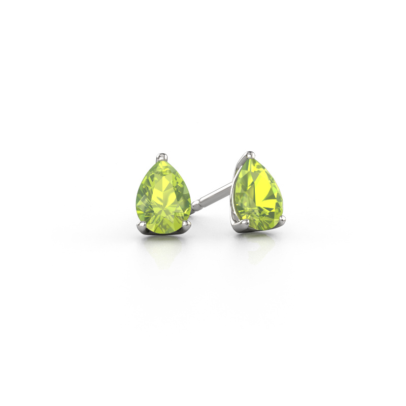 Image de Clous d'oreilles Sam PER 585 or blanc Péridot 7x5 mm