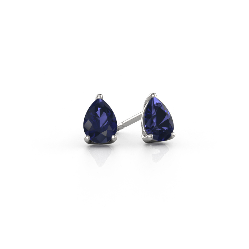 Image de Clous d'oreilles Sam PER 585 or blanc Saphir 7x5 mm