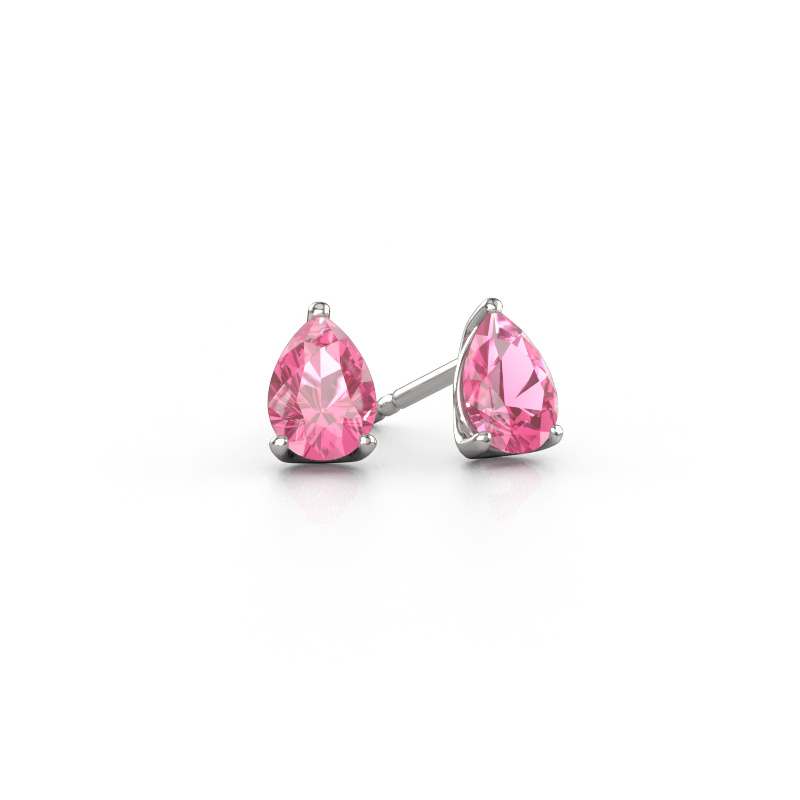 Afbeelding van Oorstekers Sam PER 585 witgoud Roze saffier 7x5 mm