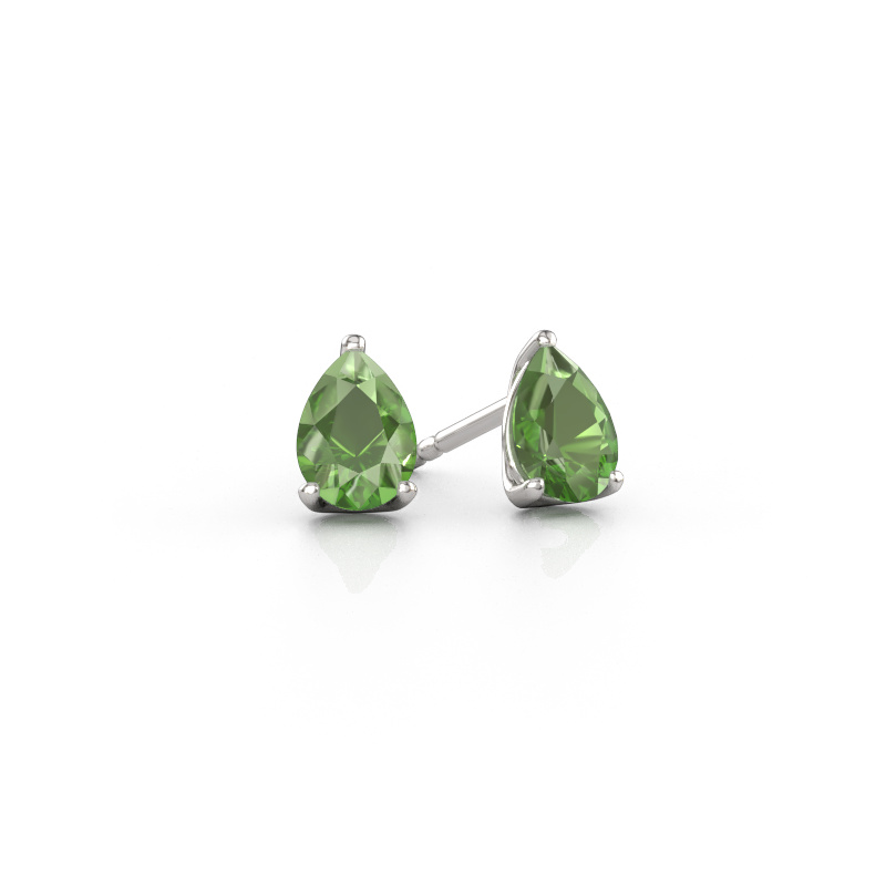 Immagine di Orecchini a lobo Sam PER 585 oro bianco Tormalina verde 7x5 mm