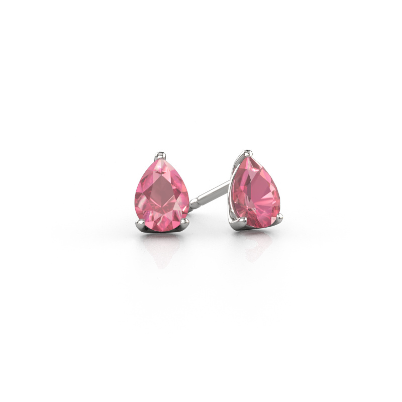 Image of Stud earrings Sam PER 950 platinum Tourmaline pink 7x5 mm