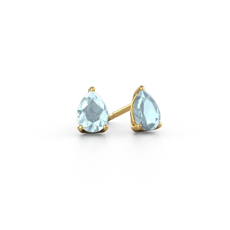 Image de Clous d'oreilles Sam PER 585 or jaune Aigue-marine 7x5 mm