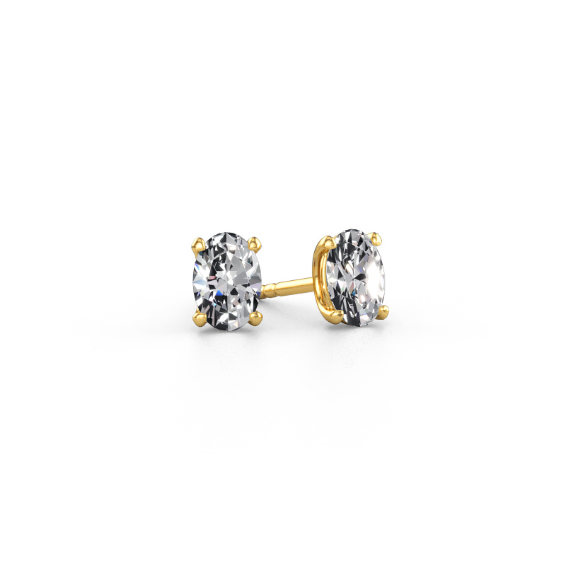 Bild av Stiftörhängen Sam OVL 585 gult guld Diamant 1.20 crt