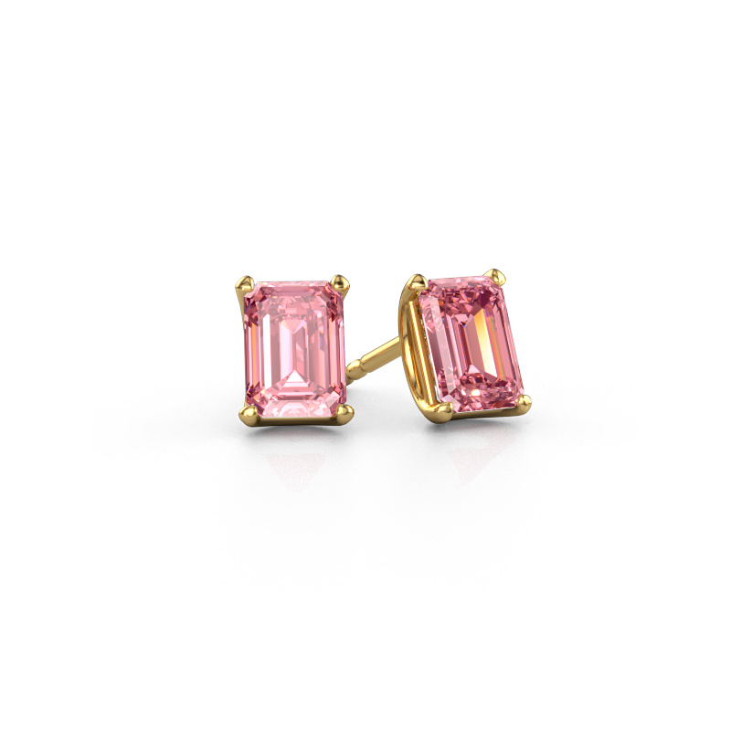 Image of Stud earrings Sam EME 585 gold Pink lab grown diamond 7x5 mm