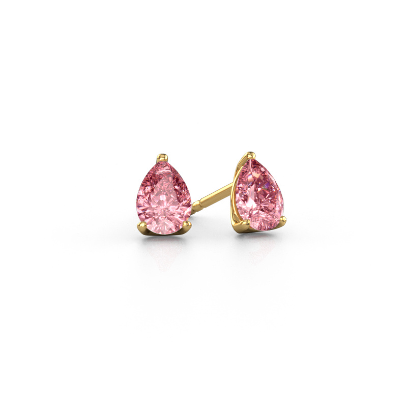 Image of Stud earrings Sam PER 585 gold Pink lab grown diamond 7x5 mm