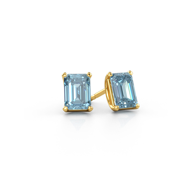 Afbeelding van Oorstekers Sam EME 585 goud Blauwe lab grown diamant 7x5 mm