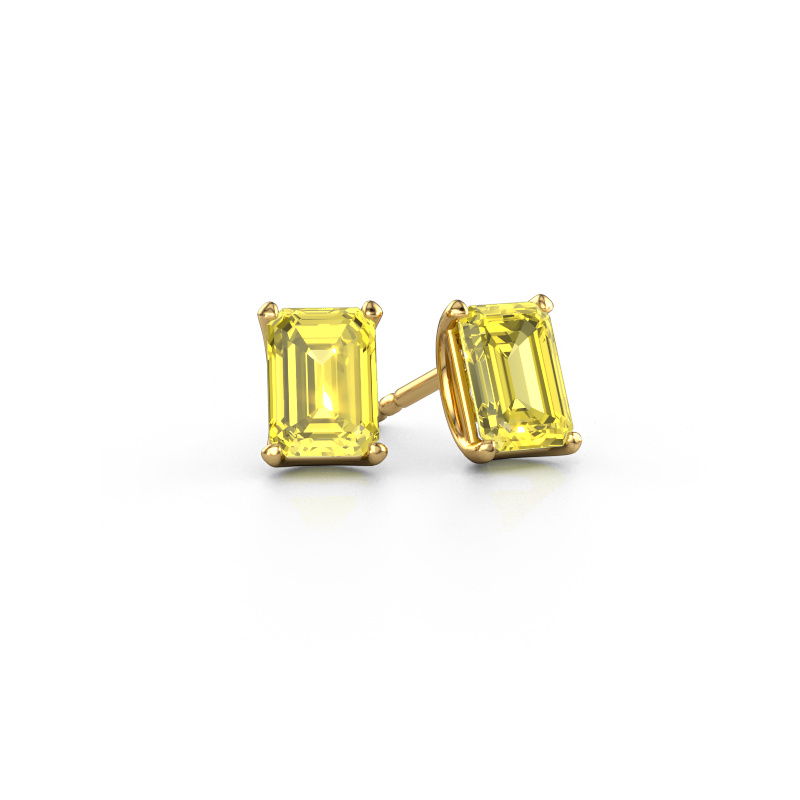 Image of Stud earrings Sam EME 585 gold Yellow lab grown diamond 7x5 mm