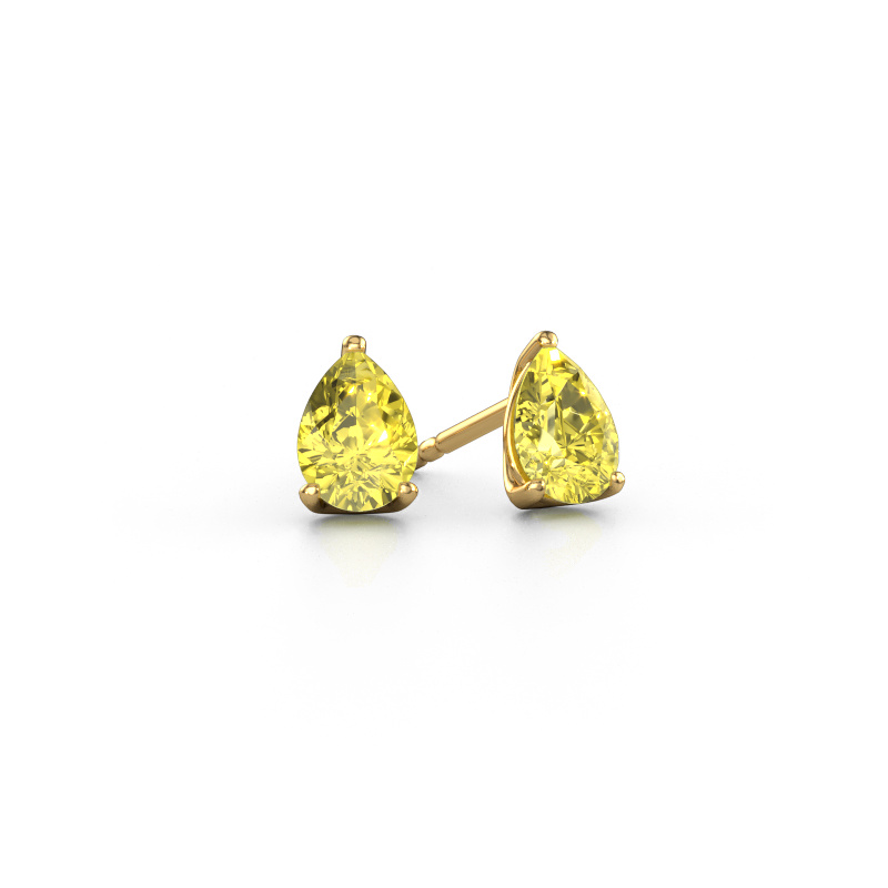 Image of Stud earrings Sam PER 585 gold Yellow lab grown diamond 7x5 mm