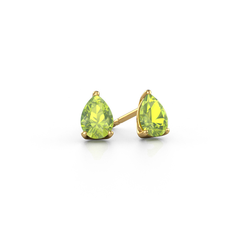 Image of Stud earrings Sam PER 585 gold Peridot 7x5 mm