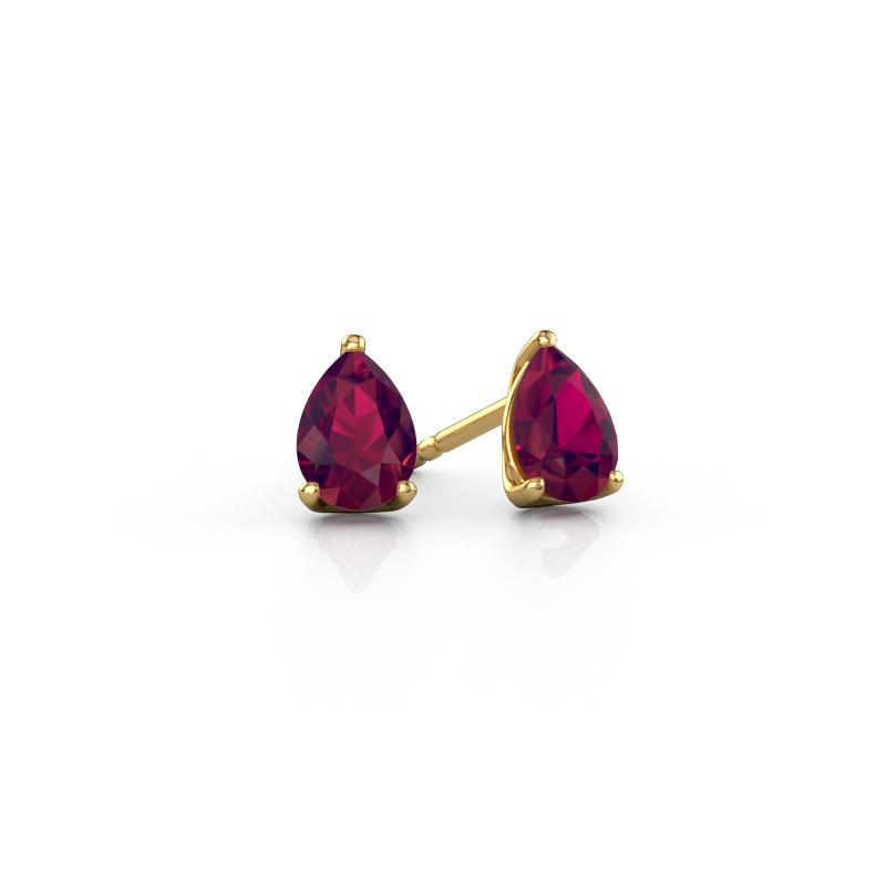 Image de Clous d'oreilles Sam PER 585 or jaune Rhodolite 7x5 mm