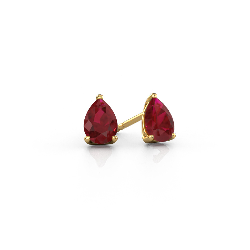 Image of Stud earrings Sam PER 585 gold Ruby 7x5 mm