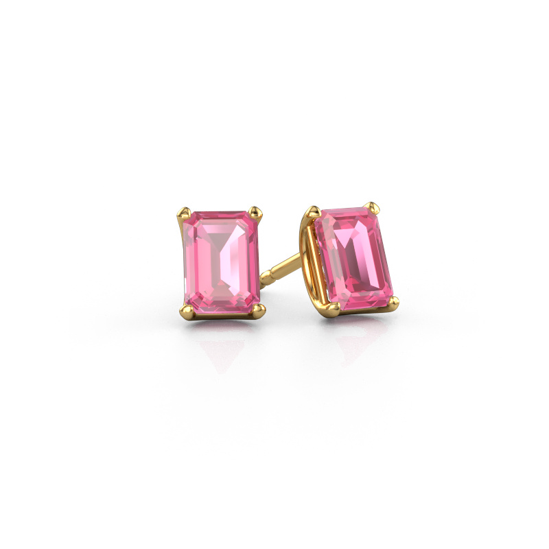 Image de Clous d'oreilles Sam EME 585 or jaune Saphir rose 7x5 mm