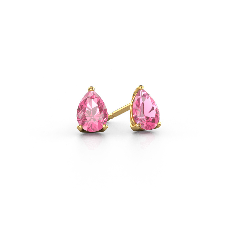 Image de Clous d'oreilles Sam PER 585 or jaune Saphir rose 7x5 mm