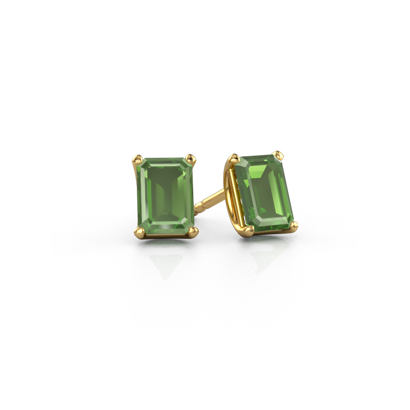 Afbeelding van Oorstekers Sam EME 585 goud Toermalijn groen 7x5 mm