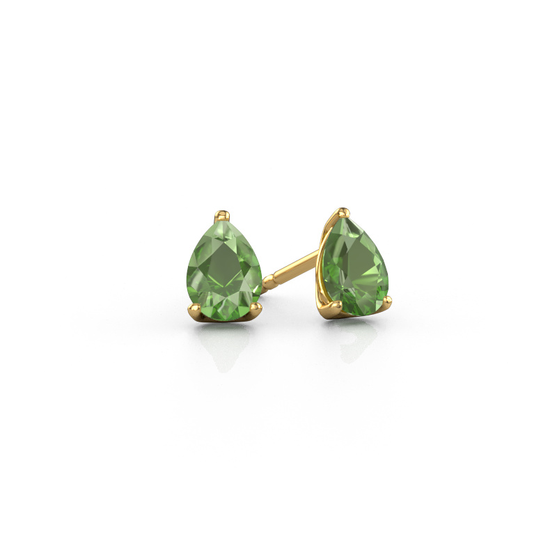 Image of Stud earrings Sam PER 585 gold Tourmaline green 7x5 mm
