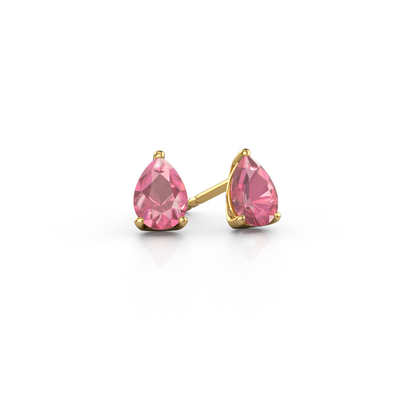 Image of Stud earrings Sam PER 585 gold Tourmaline pink 7x5 mm