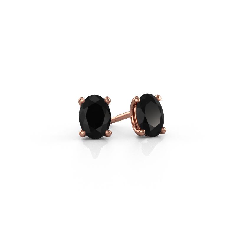 Image of Stud earrings Sam OVL 585 rose gold Black diamond 2.10 crt