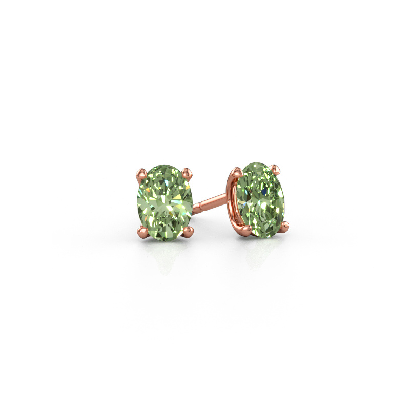 Immagine di Orecchini a lobo Sam OVL 585 oro rosa Diamante lab grown verde 7x5 mm