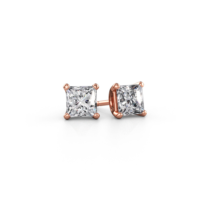 Immagine di Orecchini a lobo Sam SQR 585 oro rosa Diamante 2.00 crt