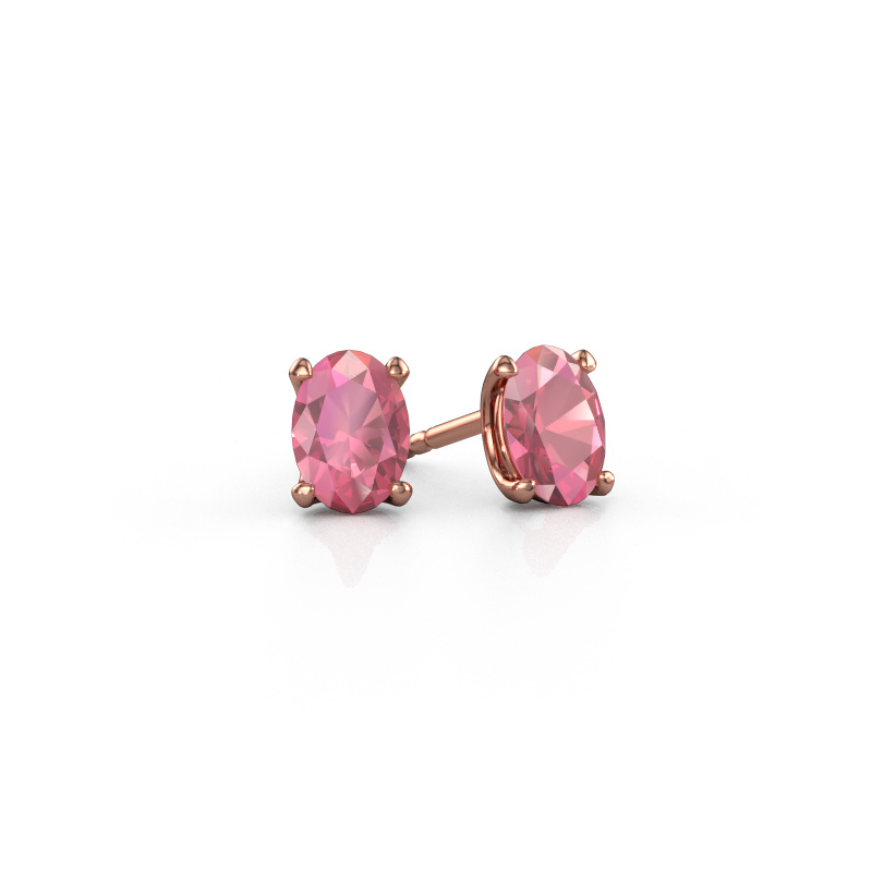 Afbeelding van Oorstekers Sam OVL 585 rosé goud Toermalijn pink 7x5 mm