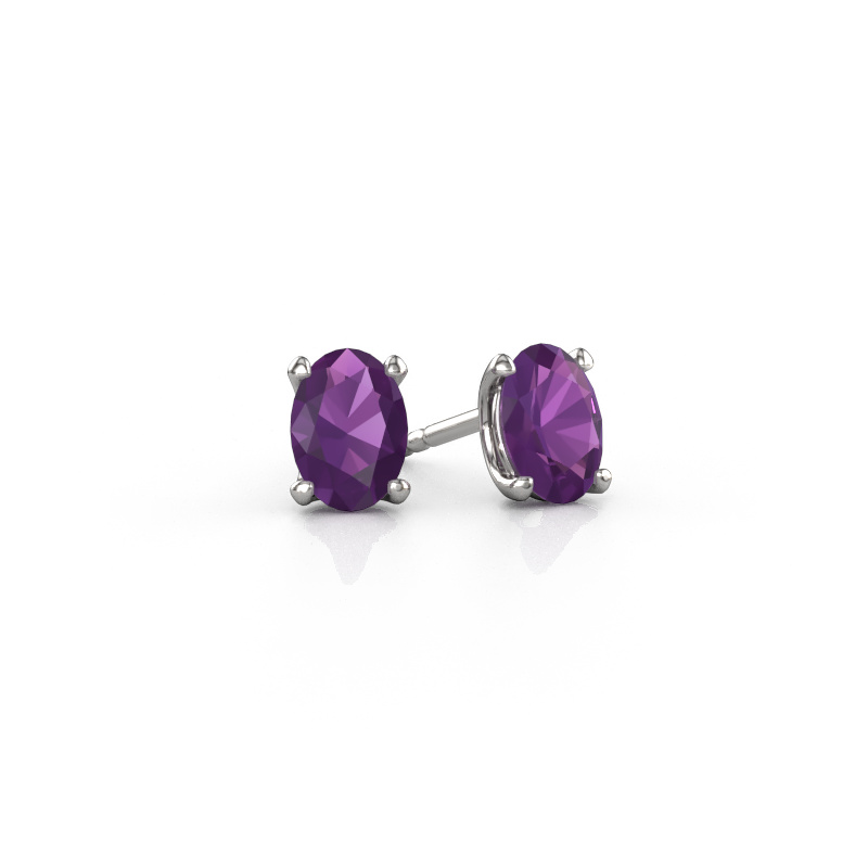 Bild von Ohrsteckers Sam OVL 950 Platin Amethyst 7x5 mm
