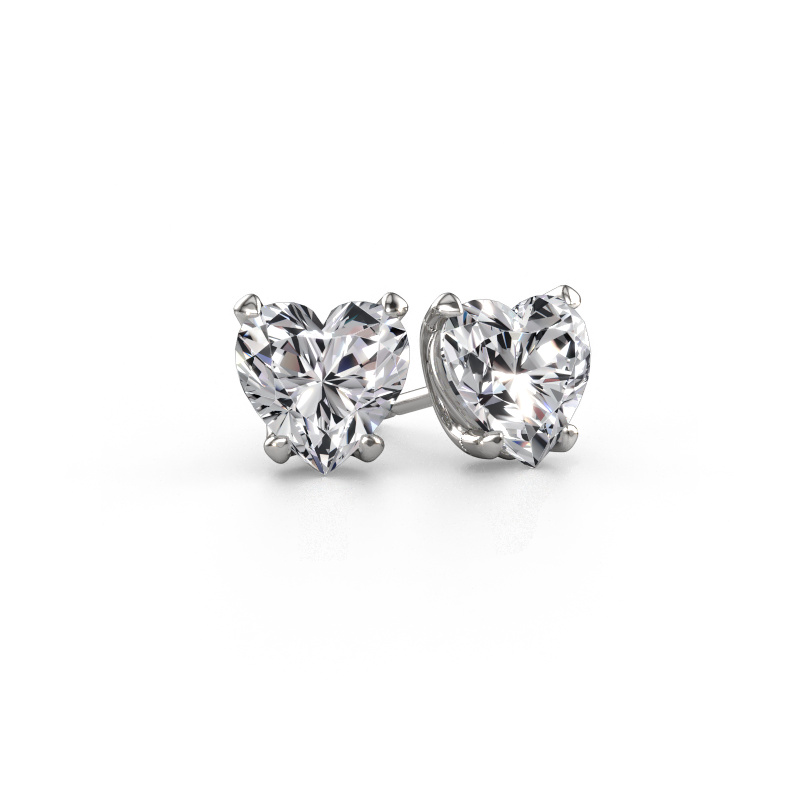 Image of Earrings Sam Heart 585 white gold Diamond 4.00 crt