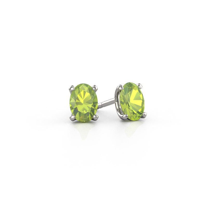 Bild von Ohrsteckers Sam OVL 585 Weißgold Peridot 7x5 mm