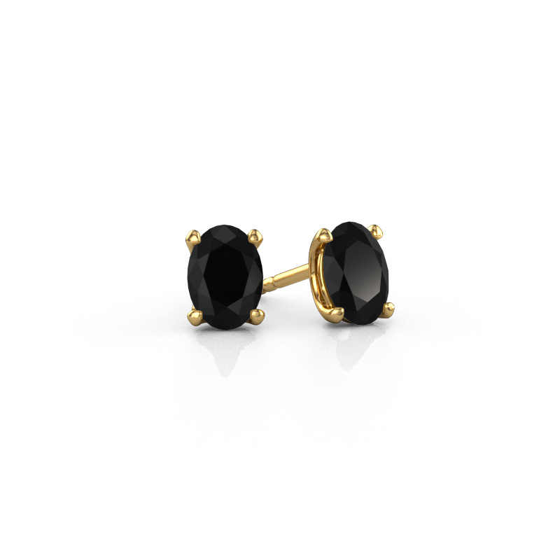 Image of Stud earrings Sam OVL 585 gold Black diamond 2.10 crt