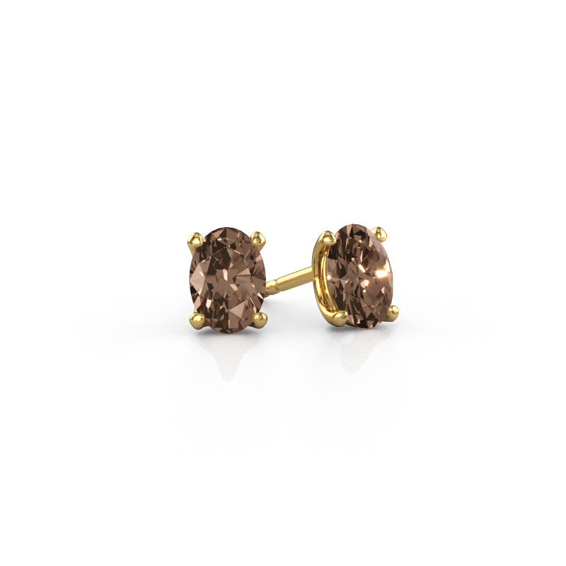 Image de Clous d'oreilles Sam OVL 585 or jaune Diamant brun 1.40 crt