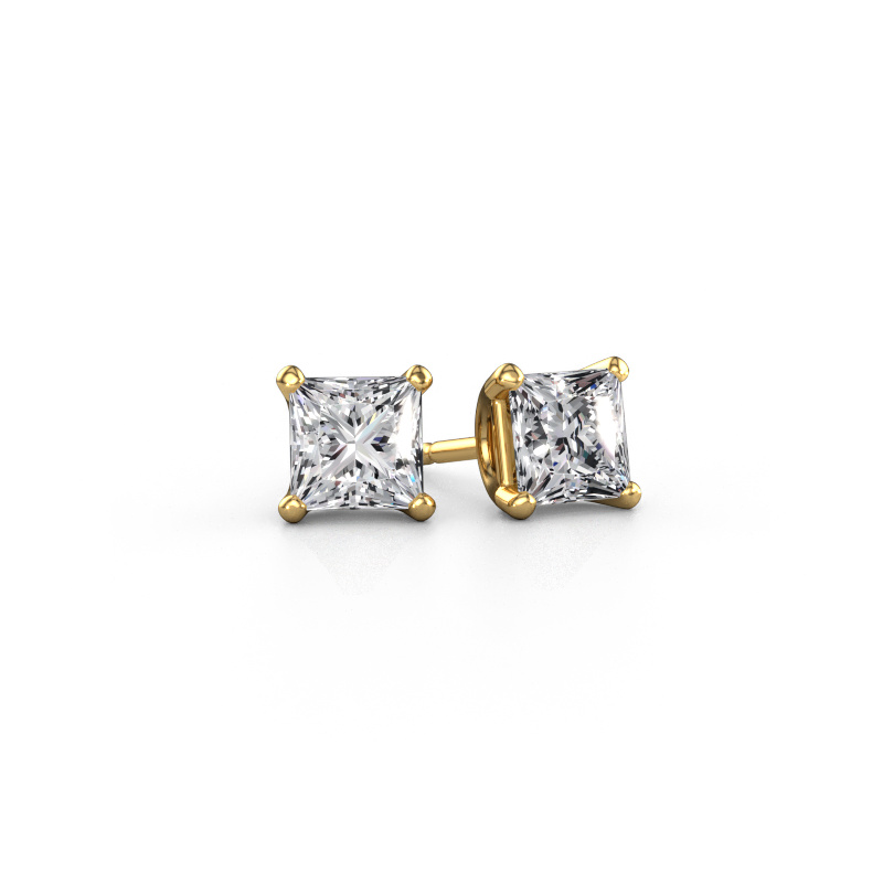 Image of Stud earrings Sam SQR 585 gold Lab grown diamond 2.00 crt