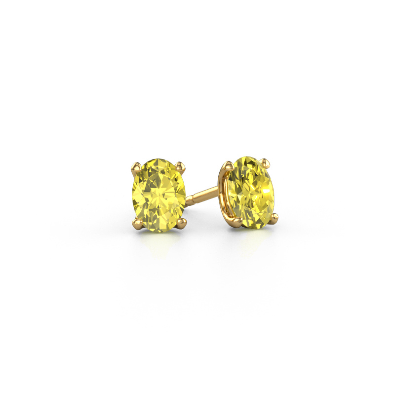 Afbeelding van Oorstekers Sam OVL 585 goud Gele lab grown diamant 7x5 mm