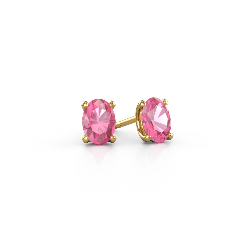 Afbeelding van Oorstekers Sam OVL 585 goud Roze saffier 7x5 mm