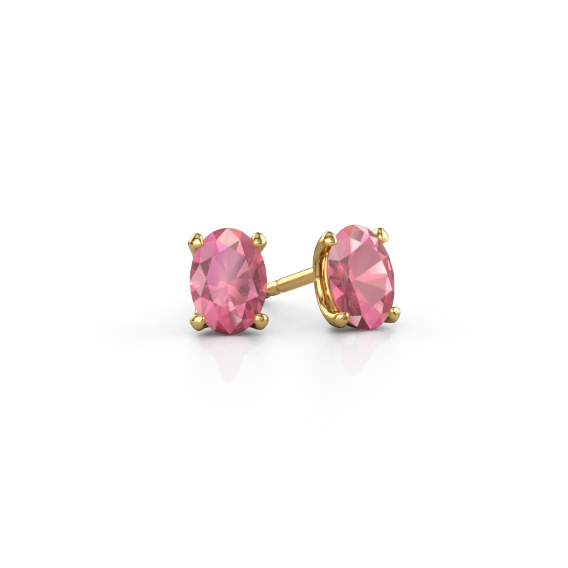 Image of Stud earrings Sam OVL 585 gold Tourmaline pink 7x5 mm