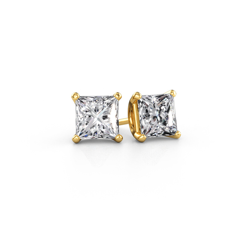 Bild av Stiftörhängen Sam SQR 585 gult guld Labbodlad diamant 3.40 crt