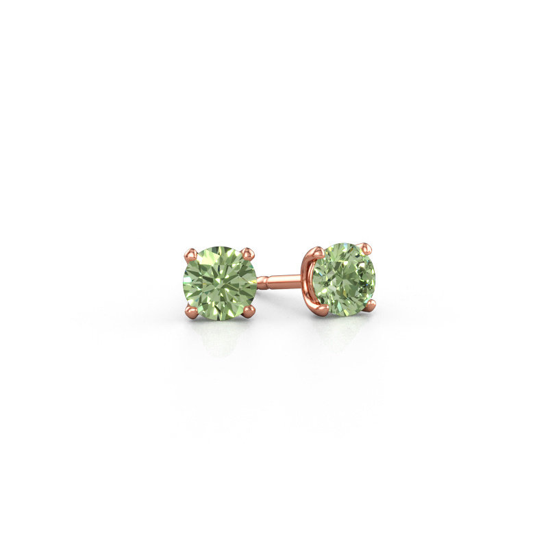 Immagine di Orecchini a lobo Sam RND 585 oro rosa Diamante lab grown verde 5 mm