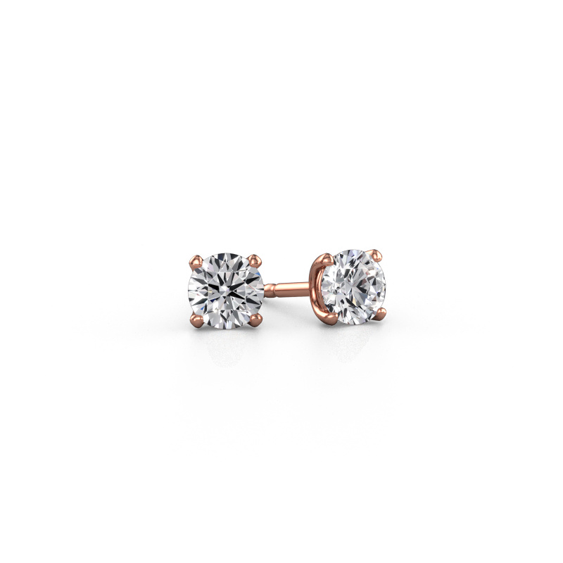 Image of Stud earrings Sam RND 585 rose gold Lab grown diamond 1.00 crt