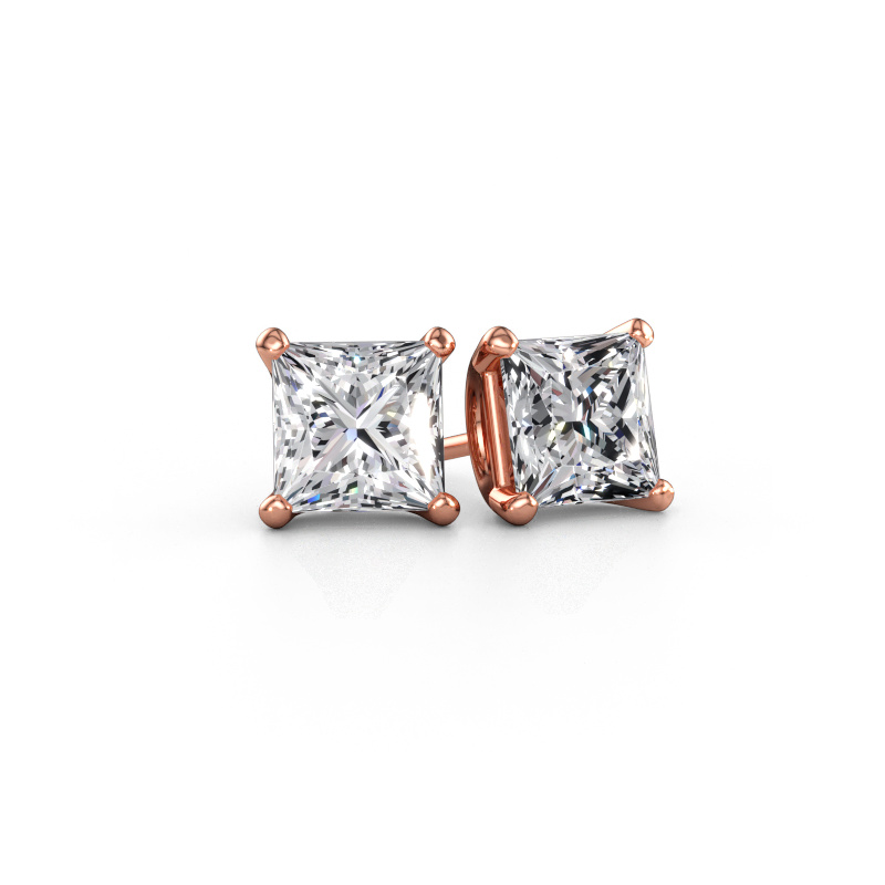 Immagine di Orecchini a lobo Sam SQR 585 oro rosa Diamante lab grown 4.00 crt