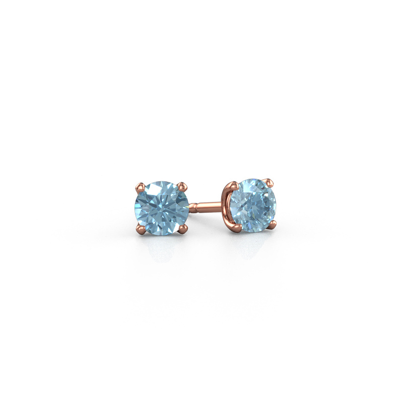 Bild von Ohrsteckers Sam RND 585 Roségold Blauer Labordiamant 5 mm