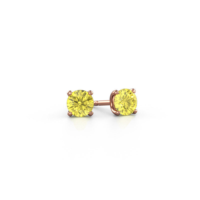 Image of Stud earrings Sam RND 585 rose gold Yellow lab grown diamond 5 mm