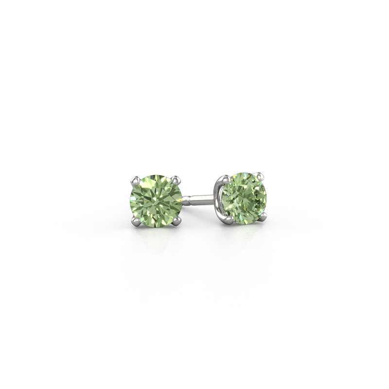 Image de Clous d'oreilles Sam RND 950 platine Diamants synthétiques vert 5 mm