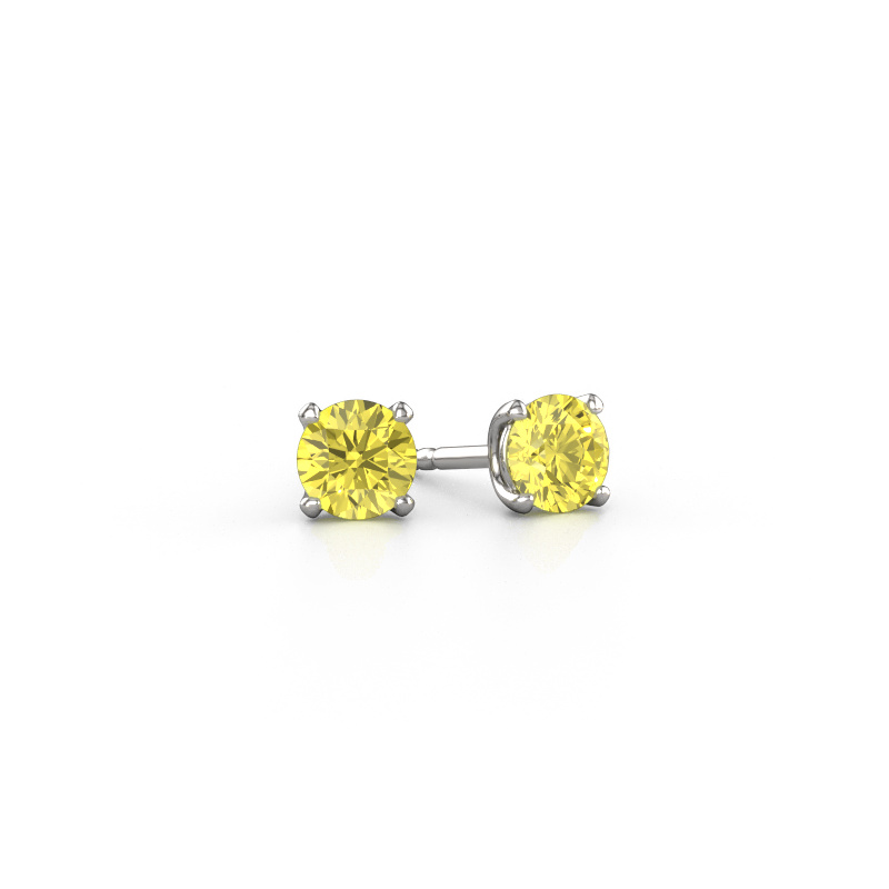 Image of Stud earrings Sam RND 950 platinum Yellow lab grown diamond 5 mm