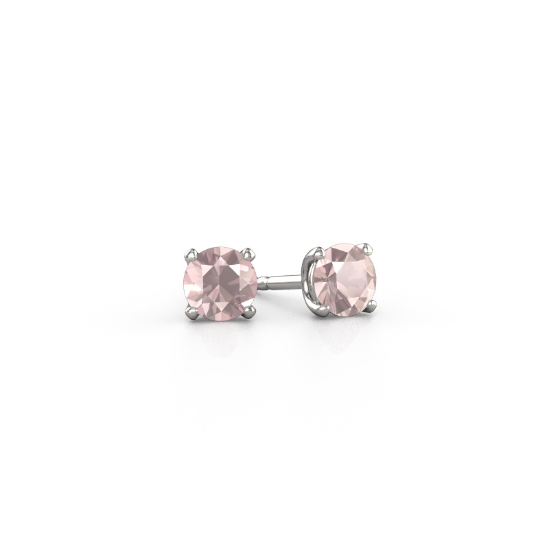 Image of Stud earrings Sam RND 585 white gold Morganite champagne 5 mm