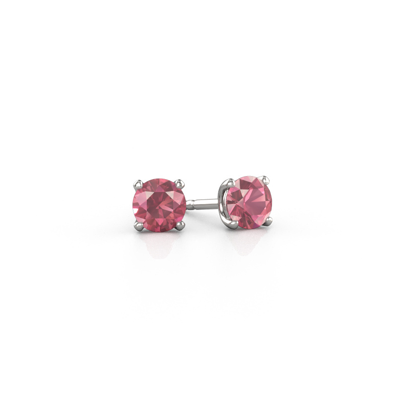 Image of Stud earrings Sam RND 585 white gold Tourmaline pink 5 mm