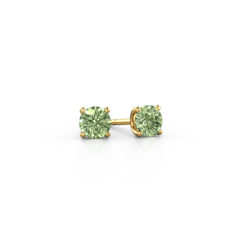 Image of Stud earrings Sam RND 585 gold Green lab grown diamond 5 mm