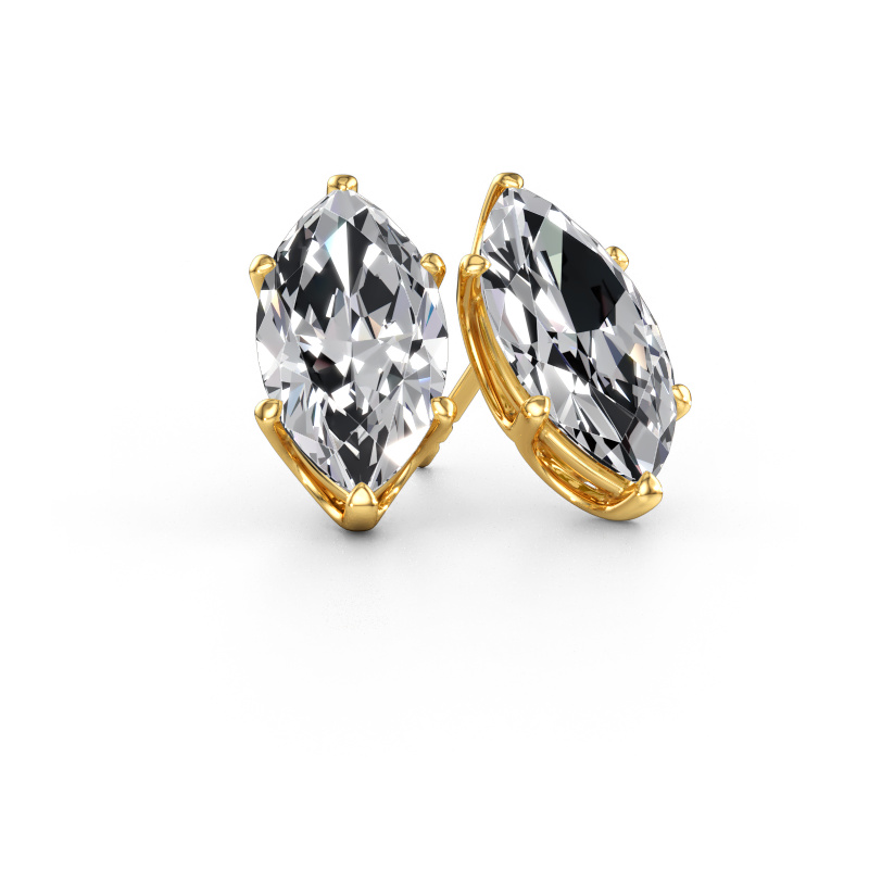Bild av Stiftörhängen Sam MRQ 585 gult guld Labbodlad diamant 7.72 crt