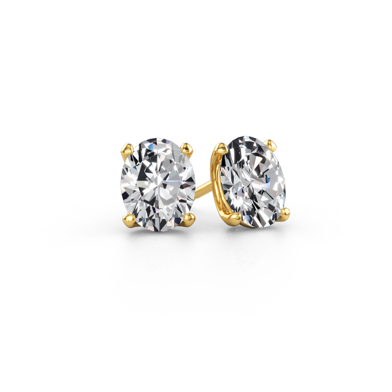 Bild av Stiftörhängen Sam OVL 585 gult guld Diamant 3.60 crt