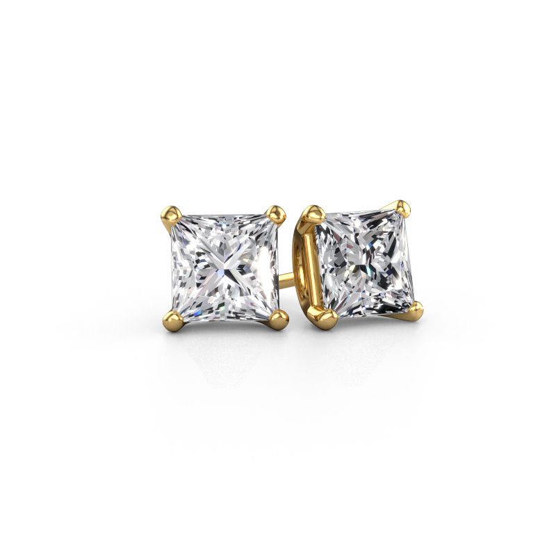Image of Stud earrings Sam SQR 585 gold Lab grown diamond 4.00 crt