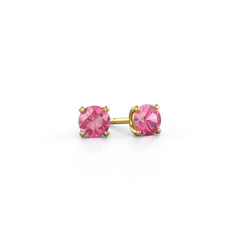 Image de Clous d'oreilles Sam RND 585 or jaune Saphir rose 5 mm