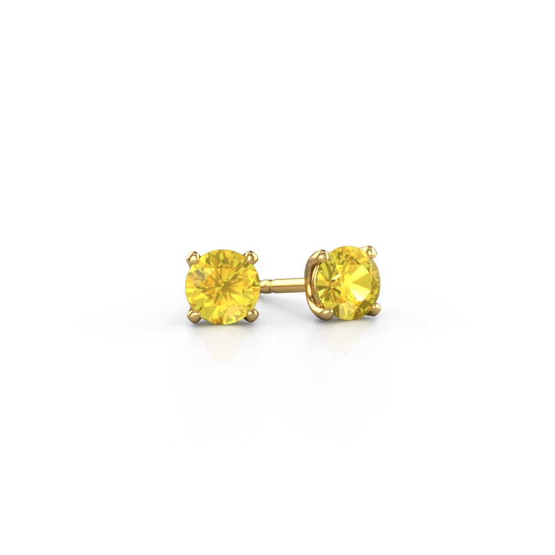 Image of Stud earrings Sam RND 585 gold Yellow sapphire 5 mm