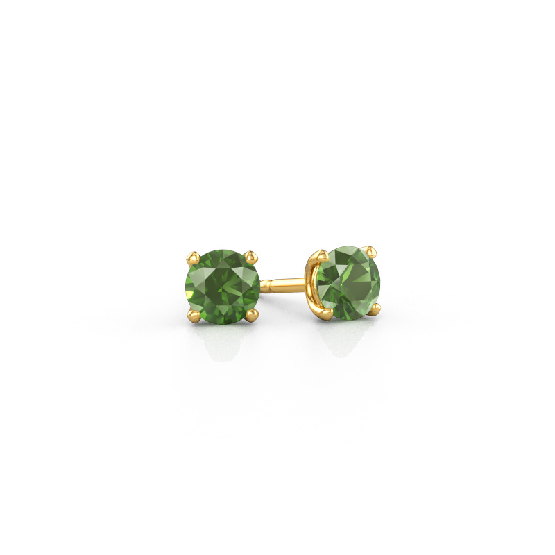 Image of Stud earrings Sam RND 585 gold Tourmaline green 5 mm